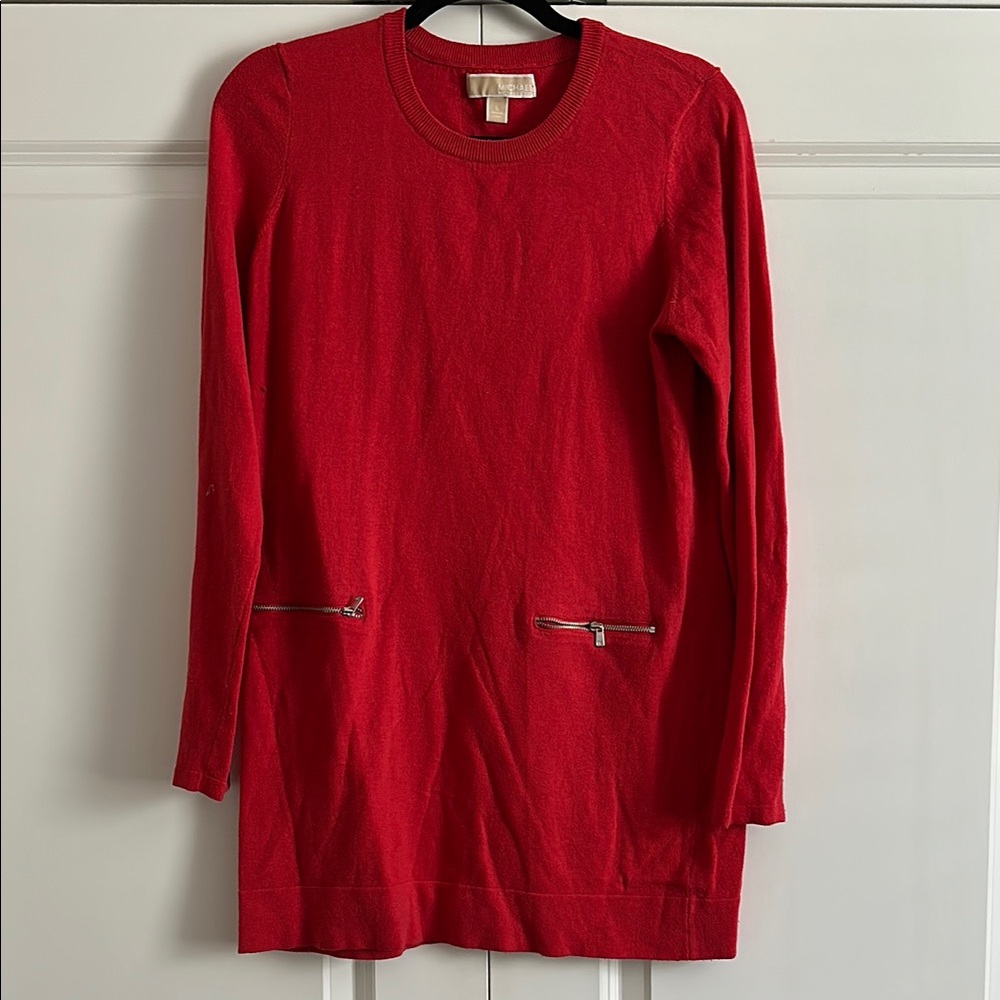 Michael Kors Boxy Red Long Sleeve Tunic